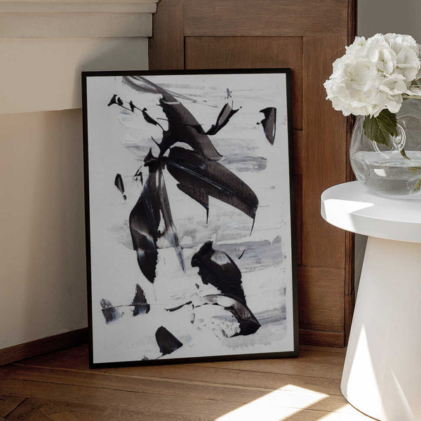 Tablou înramat „Monochrome Dynamic Brushstrokes” de uplusmestudio