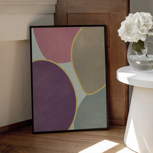 Tablou înramat „Abstract Circles With Gold 4” de Bilge Paksoylu