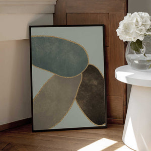 Tablou înramat „Abstract Circles With Gold 3” de Bilge Paksoylu