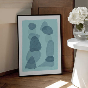 Tablou înramat „watercolour spots blue abstract minimal modern art” de Sharyn Bursic