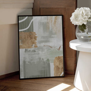 Tablou înramat „White Lines On Green 2” de Sally Ann Moss