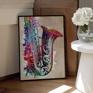 Tablou înramat „Saxophone music art” de Justyna Jaszke
