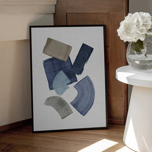 Tablou înramat „Blue & Brown Paint Blocks” de Orara Studio
