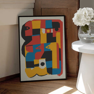 Tablou înramat „Bauhaus Abstract Color Block” de Little Dean