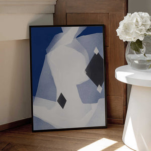 Tablou înramat „Blue Black and White Abstract” de Little Dean