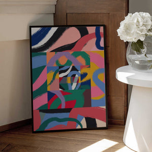 Tablou înramat „Colorful Line Ribbon Abstract” de Little Dean