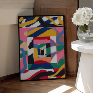 Tablou înramat „Geometric Shapes and Bold Brushstrokes” de Little Dean