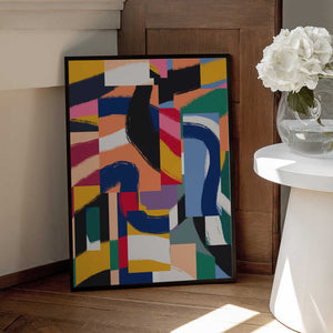 Tablou înramat „Shapes with Dynamic Brushstrokes” de Little Dean
