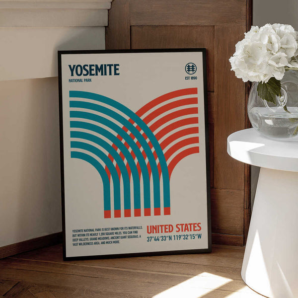 Tablou înramat „Yosemite National Park Travel Poster” de Retrodrome