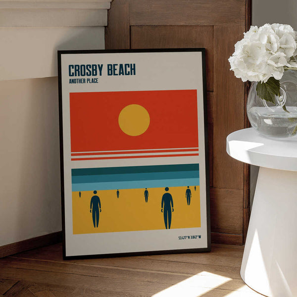 Tablou înramat „Crosby Beach Iron Men Liverpool Merseyside” de Retrodrome