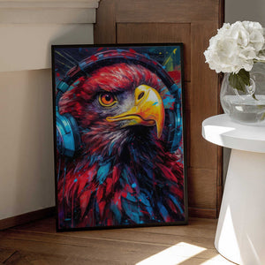 Tablou înramat „Eagle With Headphones animal” de Justyna Jaszke