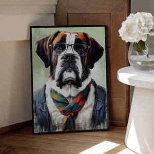 Tablou înramat „Hipster dog animal art” de Justyna Jaszke