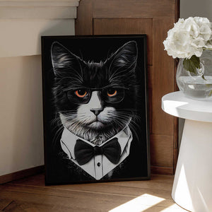 Tablou înramat „Hipster cat animal art” de Justyna Jaszke