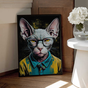 Tablou înramat „Hipster cat animal art” de Justyna Jaszke