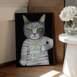 Tablou înramat „Coffee Cat” de Sharyn Bursic