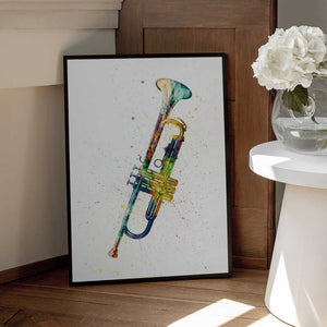 Tablou înramat „Trumpet Abstract Watercolor” de Michael Tompsett