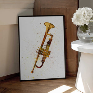Tablou înramat „Trumpet Abstract Watercolor” de Michael Tompsett