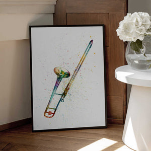 Tablou înramat „Trombone Abstract Watercolor” de Michael Tompsett