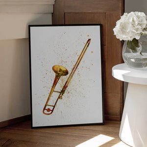 Tablou înramat „Trombone Abstract Watercolor” de Michael Tompsett
