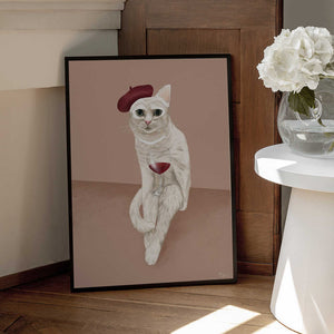 Tablou înramat „Classy Wine Cat” de Tara Royle