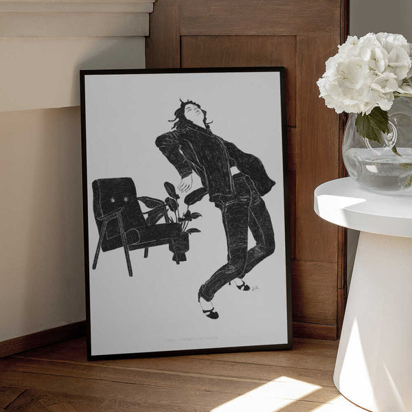 Tablou înramat „Jlr Dancingathome6 Blackandwhite Copy” de Jenny Liz Rome