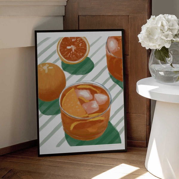 Tablou înramat „Pandc Cocktailandstripes Copy 2” de Jenny Liz Rome
