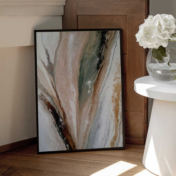 Tablou înramat „Flowing Patterns In Earth Tones And Green Hues” de Alpenglow Workshop