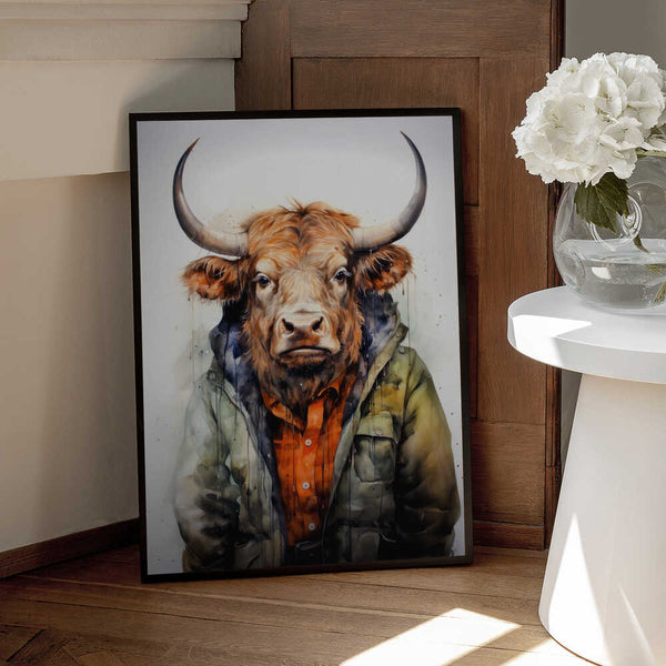 Tablou înramat „Buffalo Watercolor Animal Art (1)” de Justyna Jaszke
