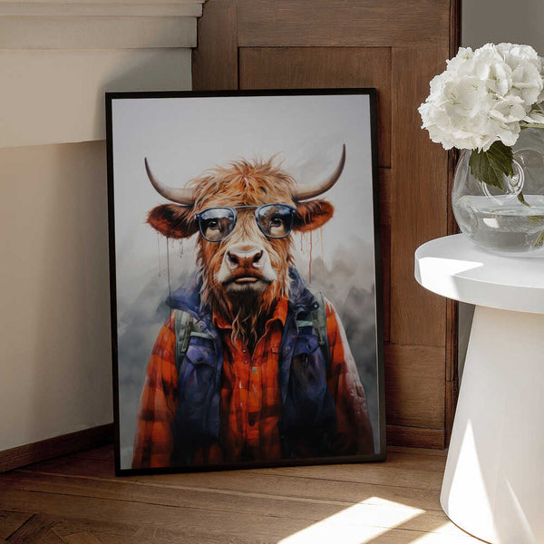 Tablou înramat „Buffalo Watercolor Animal Art (4)” de Justyna Jaszke