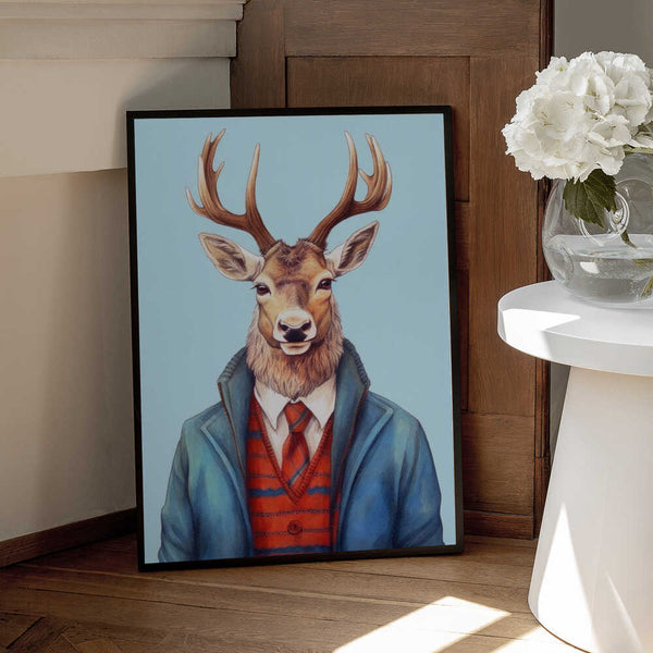 Tablou înramat „Caribou Watercolor Animal Art” de Justyna Jaszke