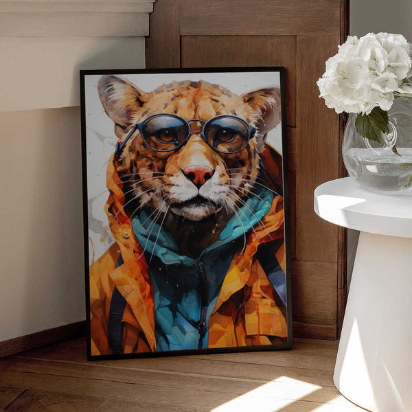 Tablou înramat „Cheetah Watercolor Animal Art” de Justyna Jaszke