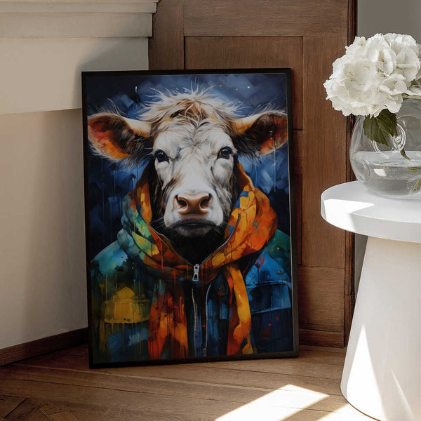 Tablou înramat „Cow Watercolor Animal Art” de Justyna Jaszke