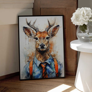 Tablou înramat „Deer Watercolor Animal Art (1)” de Justyna Jaszke