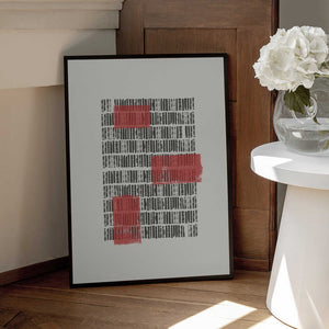 Tablou înramat „Crimson Grids” de THE MIUUS STUDIO