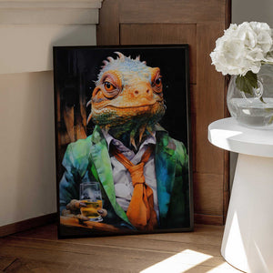 Tablou înramat „Chameleon Watercolor Animal Art” de Justyna Jaszke