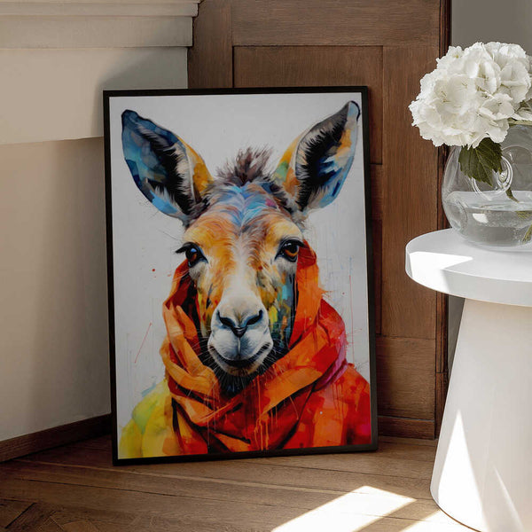 Tablou înramat „Donkey Watercolor Animal Art” de Justyna Jaszke