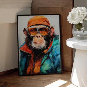 Tablou înramat „Gorilla Watercolor Animal Art” de Justyna Jaszke