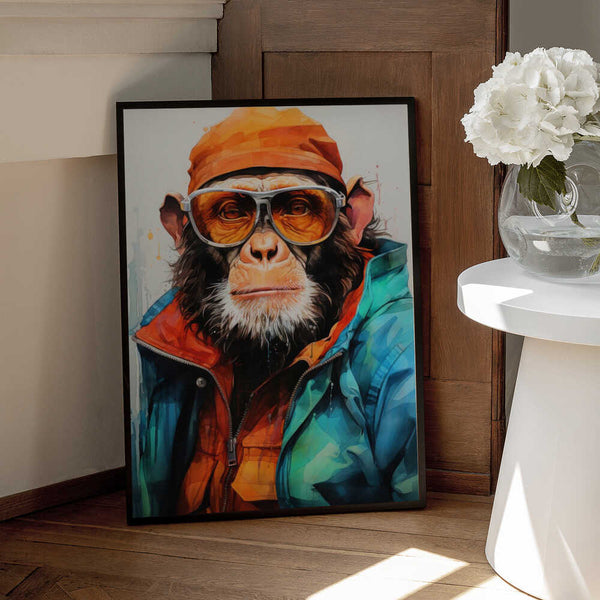 Tablou înramat „Gorilla Watercolor Animal Art” de Justyna Jaszke