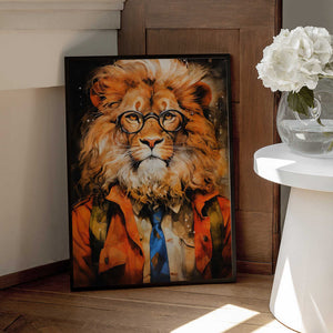 Tablou înramat „Lion Watercolor Animal Art” de Justyna Jaszke