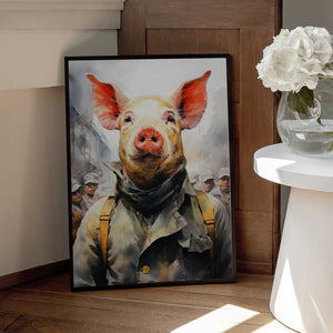 Tablou înramat „Pig 1984 Watercolor Animal Art” de Justyna Jaszke