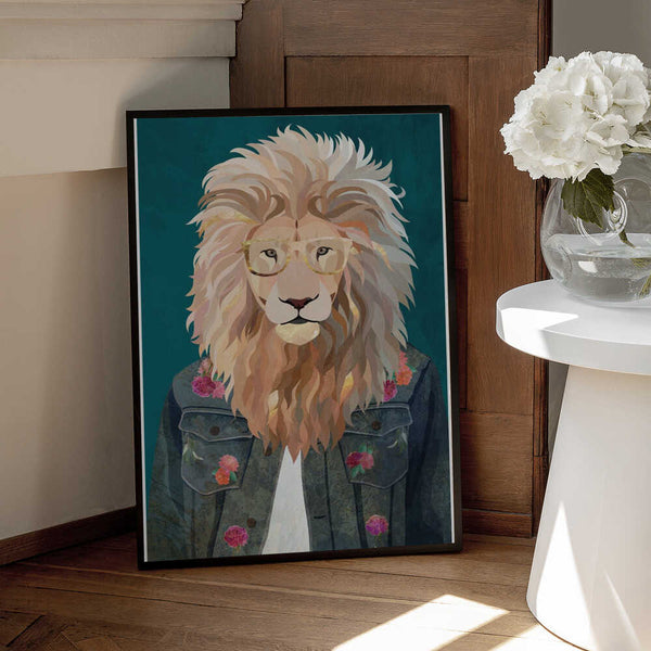 Tablou înramat „Golden fashion lion 2” de Sarah Manovski