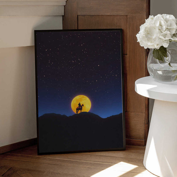 Tablou înramat „The Rider and the Moon” de Taudalpoi