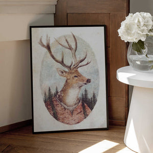 Tablou înramat „Deer In A Rustic Outfit” de Mike Koubou