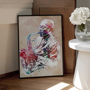 Tablou înramat „Saxophone music art” de Justyna Jaszke