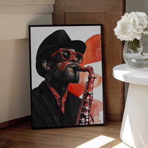 Tablou înramat „Saxophonist music art” de Justyna Jaszke