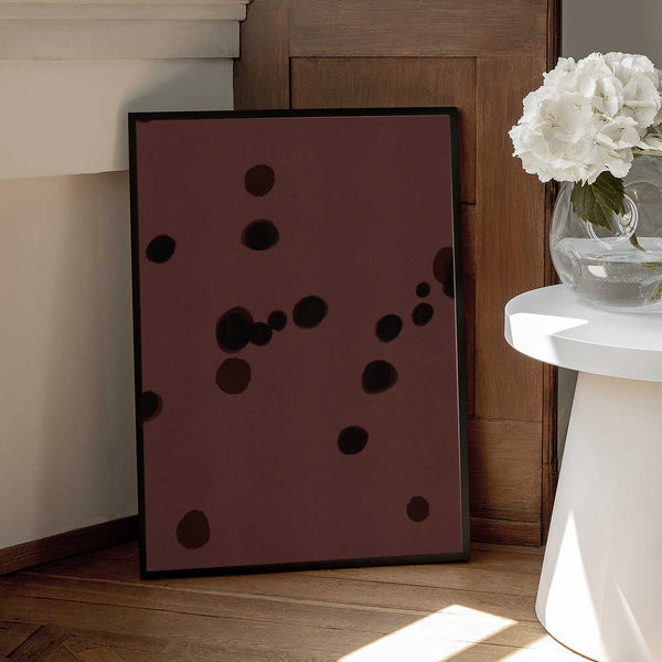 Tablou înramat „Dark Cocoa Dots” de Mela Patterns