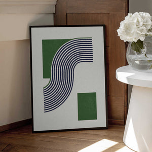 Tablou înramat „Moden Green Line Objects No.11” de THE MIUUS STUDIO