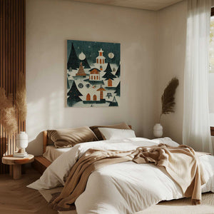 Tablou canvas „Winter Village Glow” de Treechild