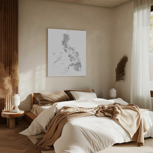 Tablou canvas „Gray watercolor map of Philippines” de Rosana Laiz Blursbyai