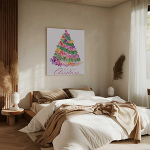 Tablou canvas „Floral watercolor merry Christmas tree” de Rosana Laiz Blursbyai